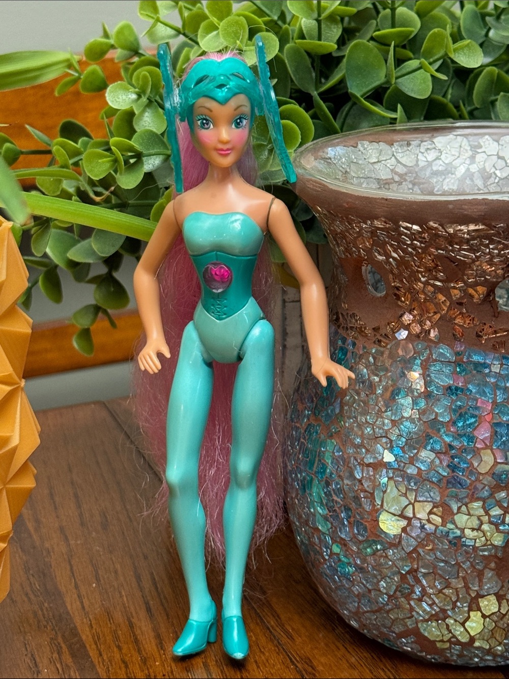 Vintage 1995 Tamara Jewel Riders Figure Teal Fantasy Girl Doll Pink Hair